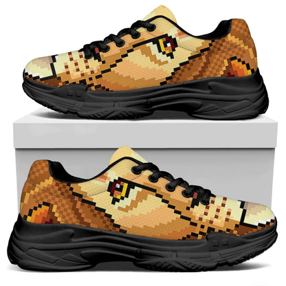 Leo Pixel Print Black Chunky Shoes