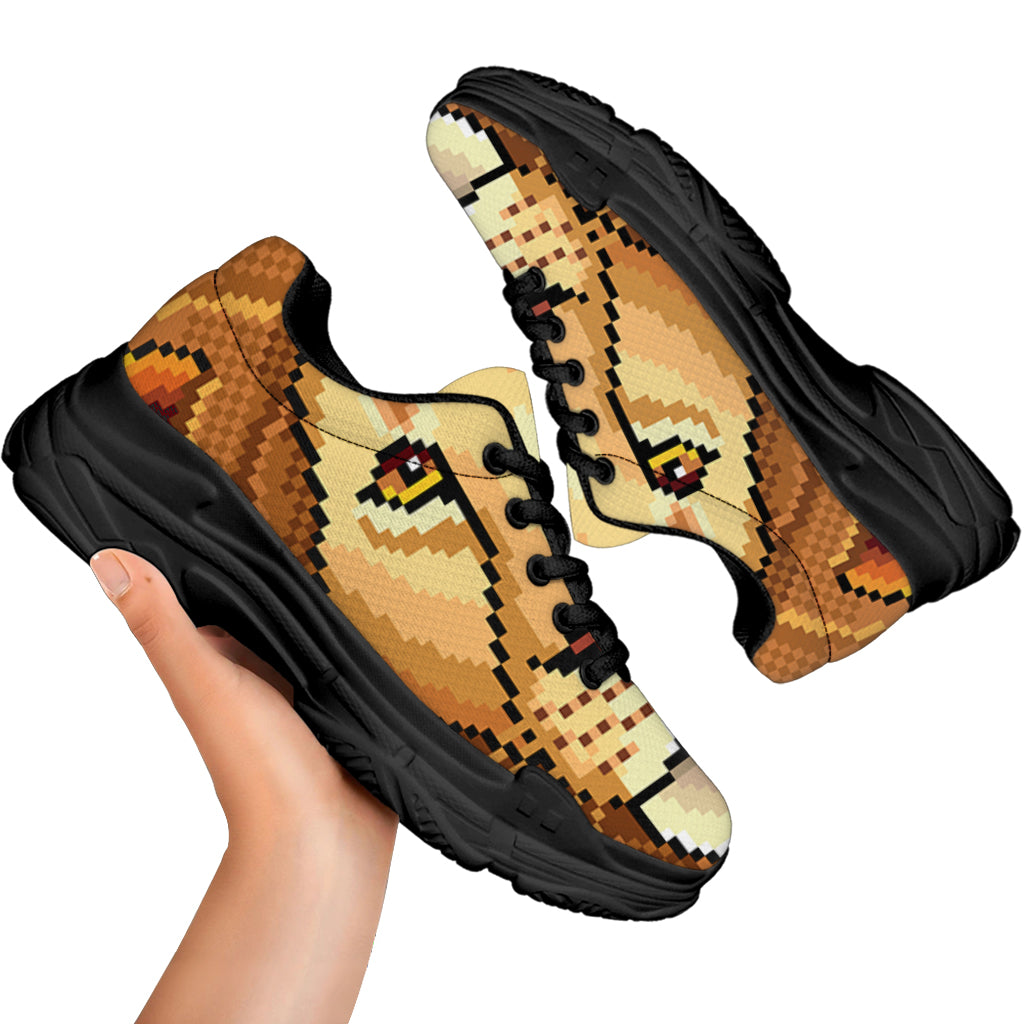 Leo Pixel Print Black Chunky Shoes