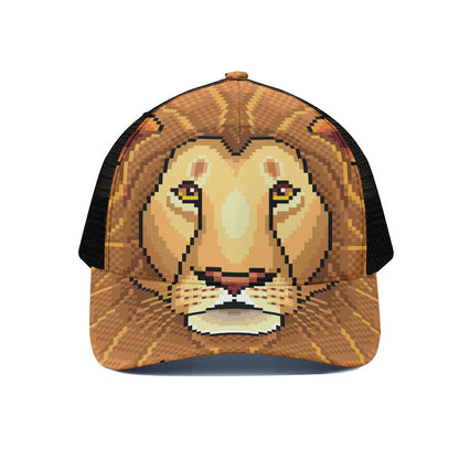 Leo Pixel Print Black Mesh Trucker Cap