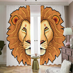 Leo Pixel Print Blackout Pencil Pleat Curtains