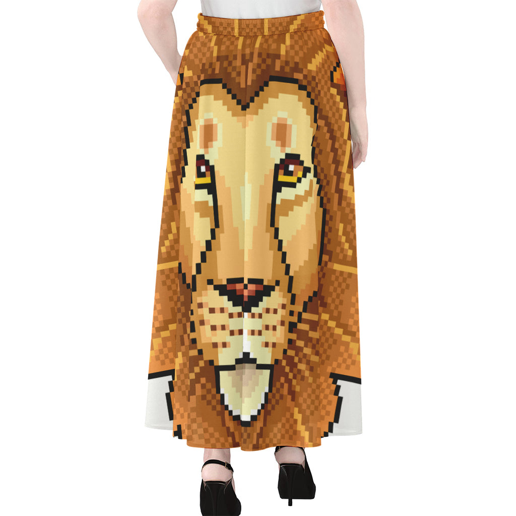 Leo Pixel Print Chiffon Maxi Skirt