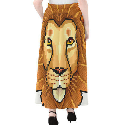 Leo Pixel Print Chiffon Maxi Skirt