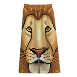 Leo Pixel Print Cotton Front Slit Maxi Skirt