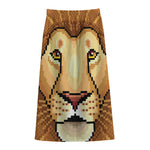 Leo Pixel Print Cotton Front Slit Maxi Skirt