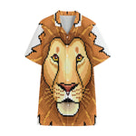 Leo Pixel Print Cotton Hawaiian Shirt