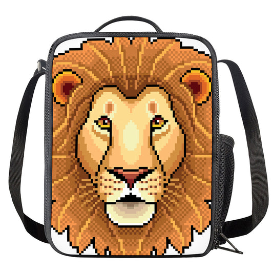 Leo Pixel Print Crossbody Lunch Bag