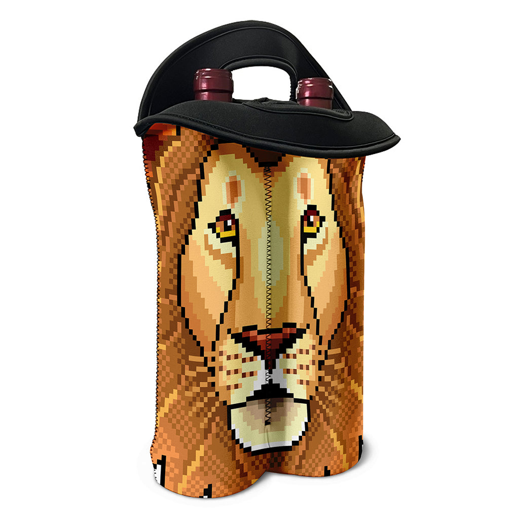 Leo Pixel Print Double Neoprene Wine Tote