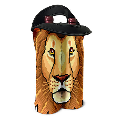 Leo Pixel Print Double Neoprene Wine Tote