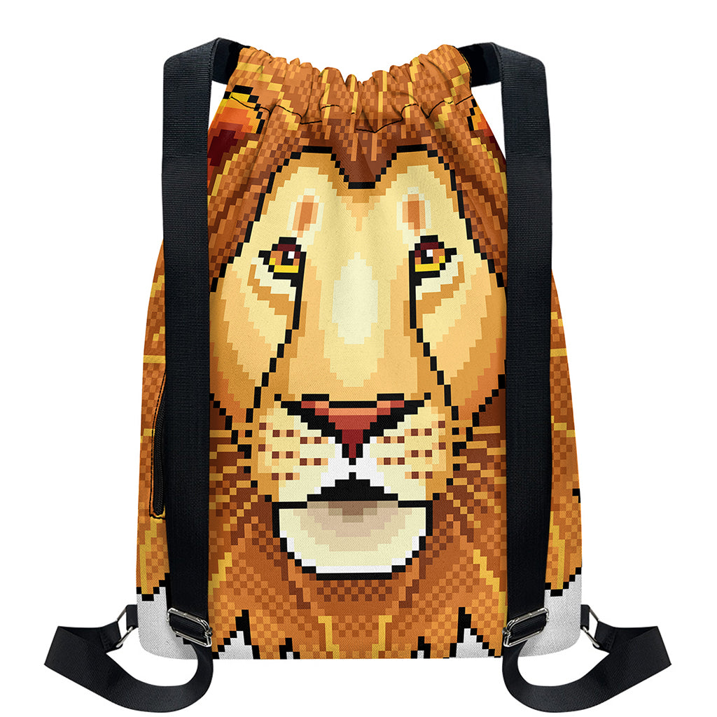 Leo Pixel Print Drawstring Backpack