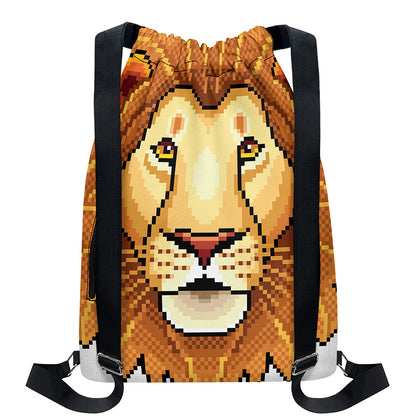 Leo Pixel Print Drawstring Backpack