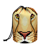 Leo Pixel Print Drawstring Makeup Bag