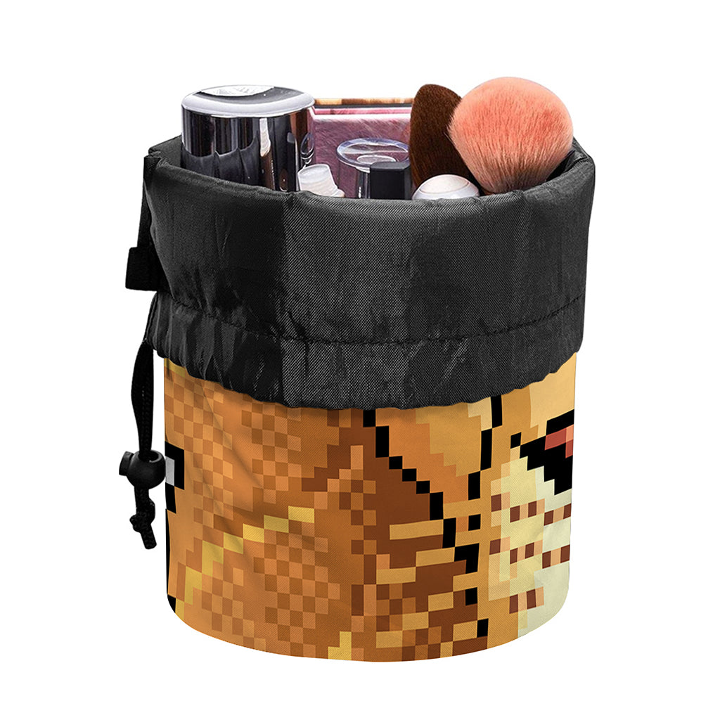 Leo Pixel Print Drawstring Makeup Bag