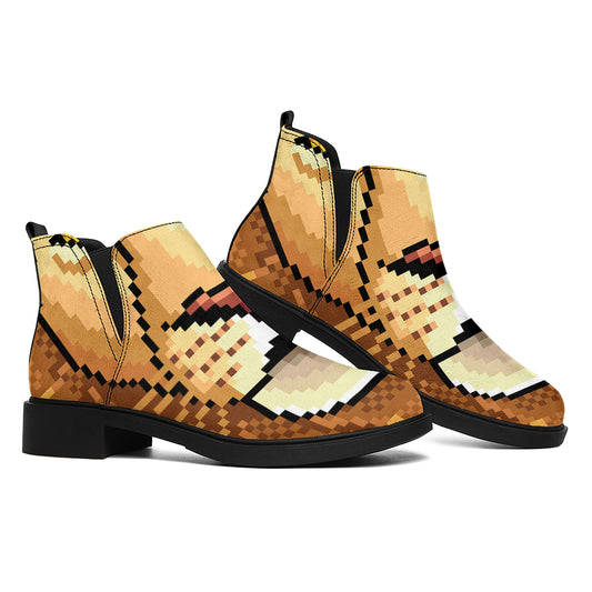 Leo Pixel Print Flat Ankle Boots