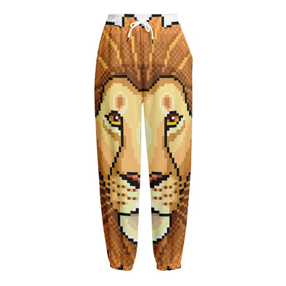 Leo Pixel Print Fleece Lined Knit Pants