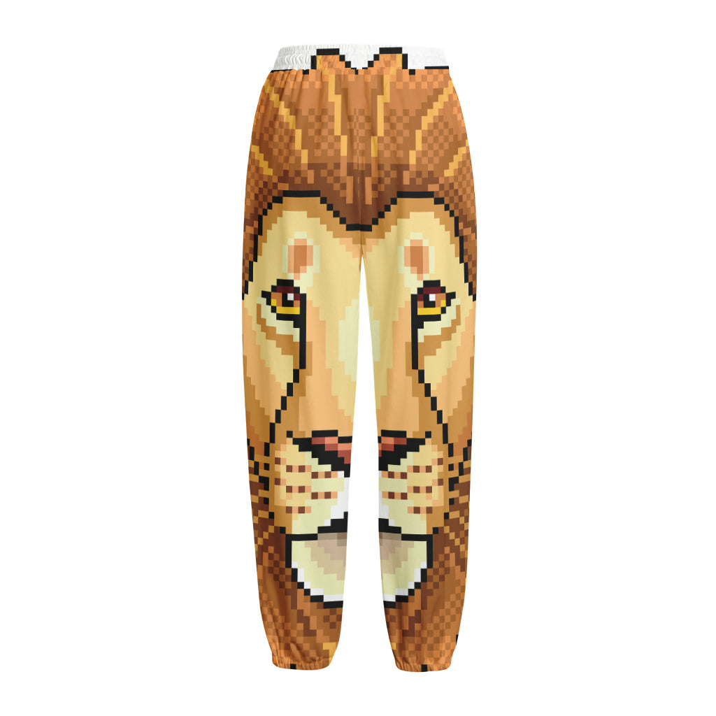 Leo Pixel Print Fleece Lined Knit Pants