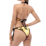 Leo Pixel Print Halter Scoop Tie Side Bikini