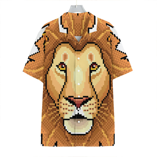 Leo Pixel Print Hawaiian Shirt