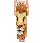 Leo Pixel Print High Slit Maxi Skirt