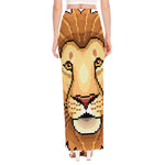Leo Pixel Print High Slit Maxi Skirt