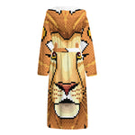 Leo Pixel Print Hooded Bathrobe