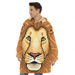 Leo Pixel Print Hoodie Blanket
