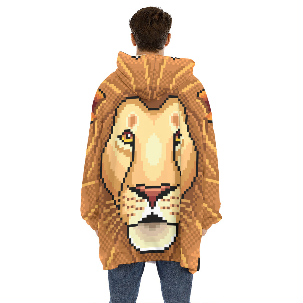 Leo Pixel Print Hoodie Blanket