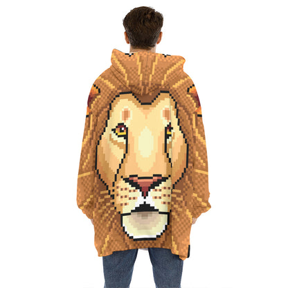 Leo Pixel Print Hoodie Blanket
