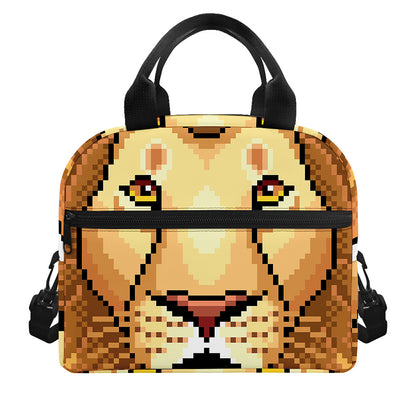 Leo Pixel Print Insulated Lunch Bag