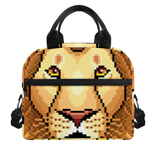 Leo Pixel Print Insulated Lunch Bag
