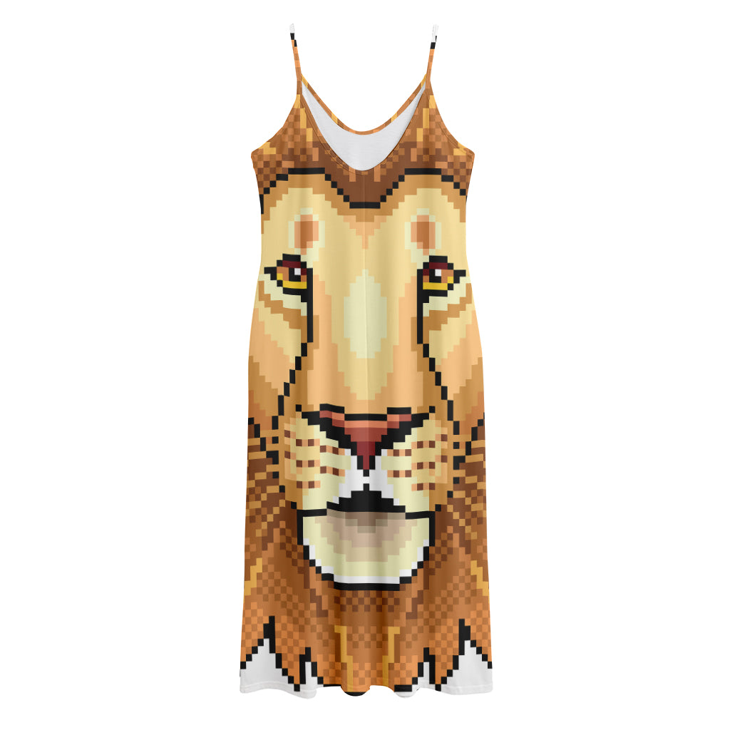 Leo Pixel Print Jersey Midi Cami Dress