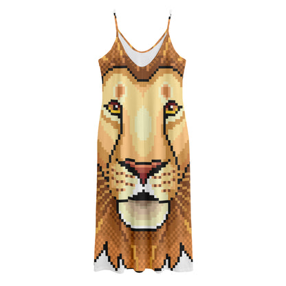 Leo Pixel Print Jersey Midi Cami Dress
