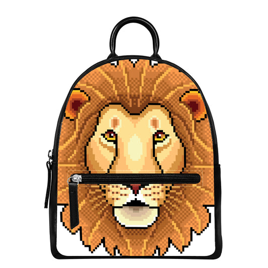 Leo Pixel Print Leather Backpack