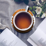 Leo Pixel Print Leather Coaster Set