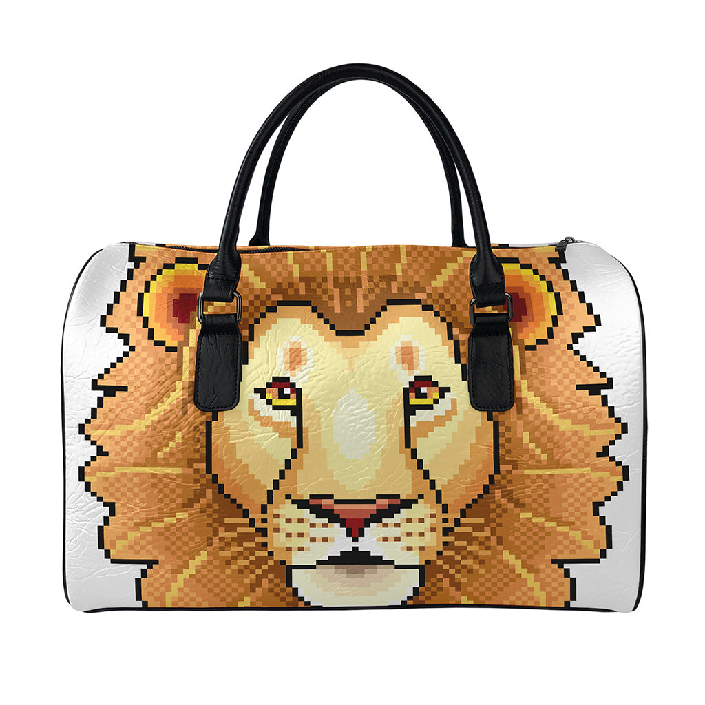 Leo Pixel Print Leather Duffle Bag