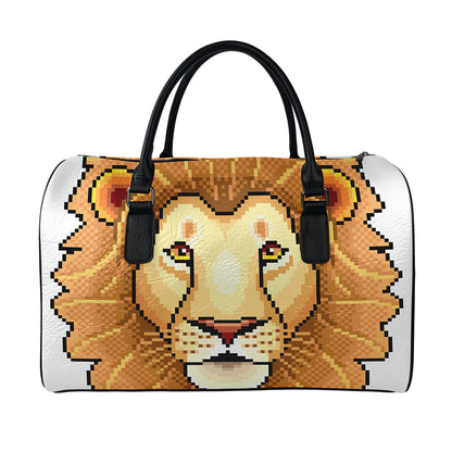 Leo Pixel Print Leather Duffle Bag