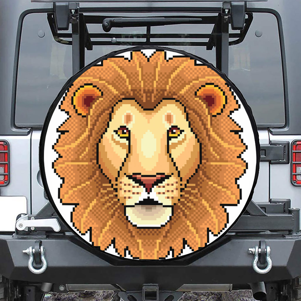 Leo Pixel Print Leather Spare Tire Cover