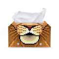 Leo Pixel Print Leather Tissue Box Cover
