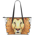 Leo Pixel Print Leather Tote Bag With Zipper