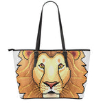 Leo Pixel Print Leather Tote Bag