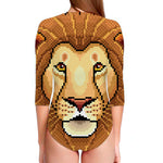 Leo Pixel Print Long Sleeve Swimsuit