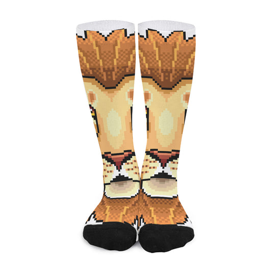 Leo Pixel Print Long Socks