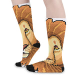 Leo Pixel Print Long Socks