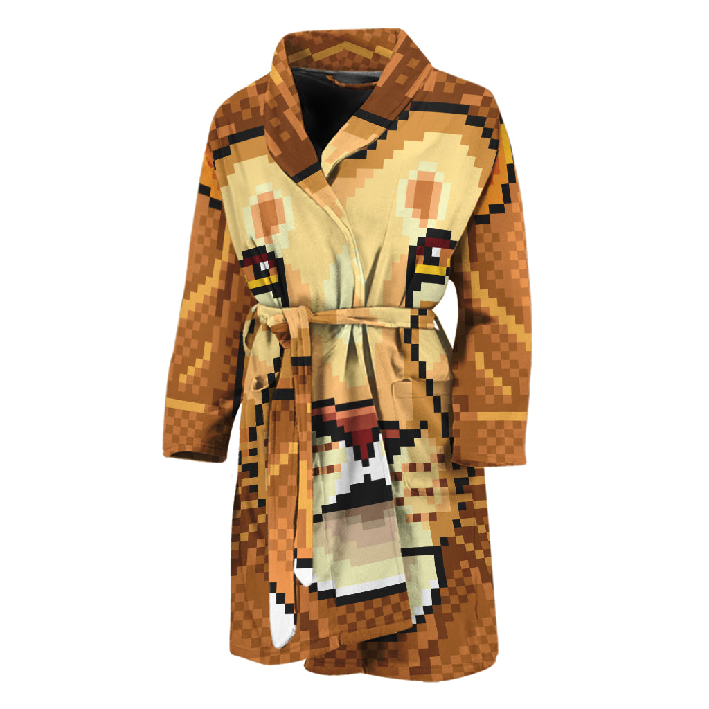 Leo Pixel Print Men's Bathrobe