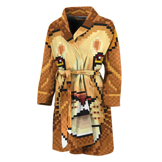 Leo Pixel Print Men's Bathrobe