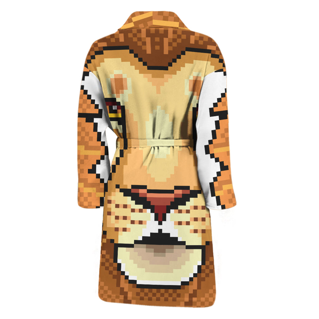 Leo Pixel Print Men's Bathrobe