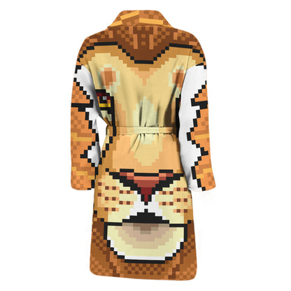 Leo Pixel Print Men's Bathrobe