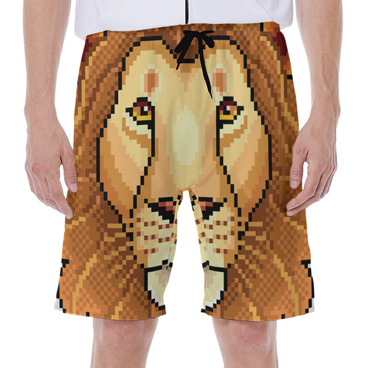 Leo Pixel Print Men's Beach Shorts