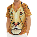 Leo Pixel Print Men's Deep V-Neck Shirt