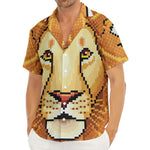 Leo Pixel Print Men's Deep V-Neck Shirt