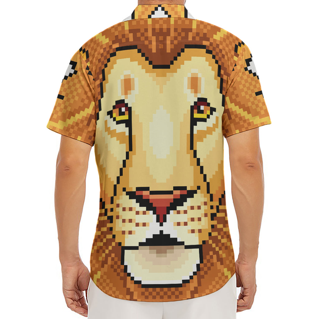 Leo Pixel Print Men's Deep V-Neck Shirt